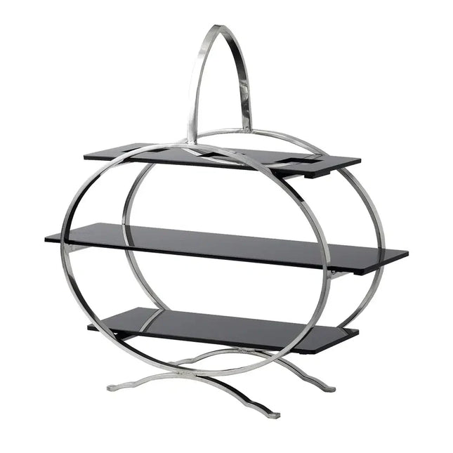 APS RVS taartstandaard met 3 acryl inzetten 34 x 40 cm - buffetetagere voor gebak
