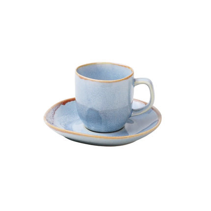 APS Ming espressokop met schotel blauw 80 ml - keramische set voor espresso