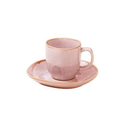 APS Ming espressokop met schotel roze 80 ml - keramische set voor espresso