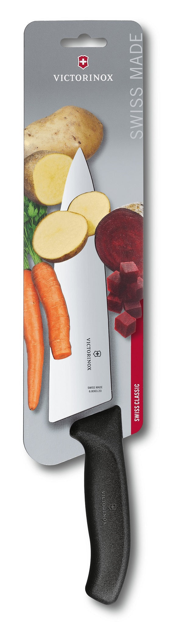 Victorinox SwissClassic vleesmes XL 20 cm zwart – extra lang snijmes voor het portioneren van vlees