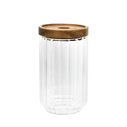 APS glazen voorraadpot met acaciahouten deksel 650 ml - pot voor buffet