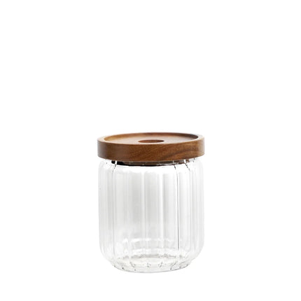 APS glazen voorraadpot met acaciahouten deksel 350 ml - pot voor toppings