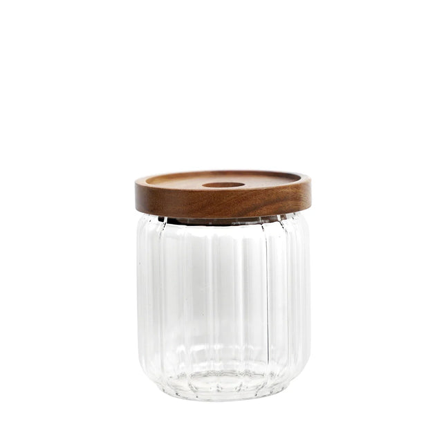 APS glazen voorraadpot met acaciahouten deksel 500 ml - pot voor toppings