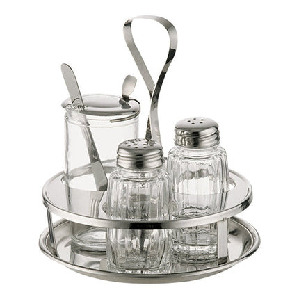 Condiment Set, S/P/Mustard, S/S, 3-Pc