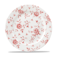 Churchill Rose Chintz Cranberry bord 28cm – vitrified porselein met bloemmotief voor fine dining