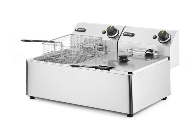 Hendi dubbele friteuse 2x6 l RVS – tafelfriteuse voor restaurant en snackbar