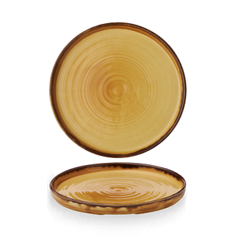 Dudson Harvest Mustard bord met opstaande rand 21 cm – mosterdgeel porseleinen bord voor de horeca