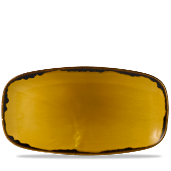 Dudson Harvest Mustard langwerpig chef-bord 35,5x18,9 cm – mosterdgeel porselein voor restaurants