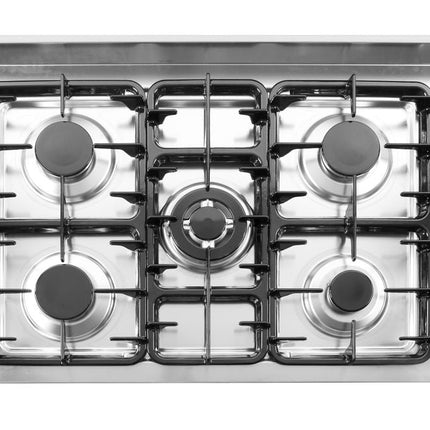 Hendi 5-pits gasfornuis KTP96 – professionele kooktafel met open onderstel voor restaurant
