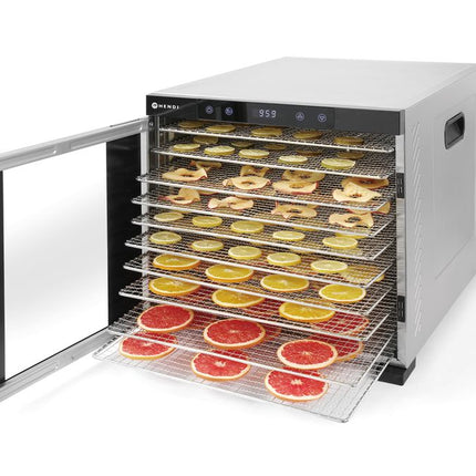 Hendi RVS voedseldroger met 10 rekken – drogen van fruitchips en jerky in de horeca