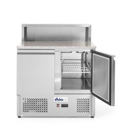 Hendi pizza saladette 2 deurs – 900x700x1100 mm 230V 250W gekoelde pizzawerkbank