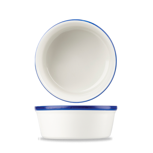 Churchill Retro Blue ronde pieschaal Ø 13 cm – blauw-wit porseleinen schaaltje voor taartjes in restaurants