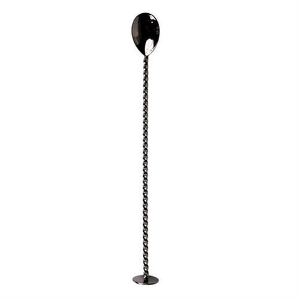 47 Ronin barlepel gunmetal met getwiste steel en platte top – matzwarte roerlepel voor de bar