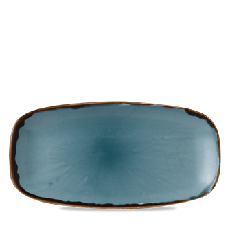 Dudson Harvest Blue langwerpig chef-bord 29,8x15,3 cm – blauw porselein voor de horeca