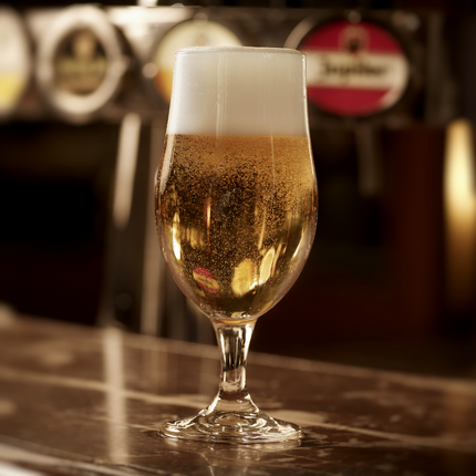 Onis Munique beer glas 300 ml sfeerbeeld bierglas op voet professioneel horecaglas