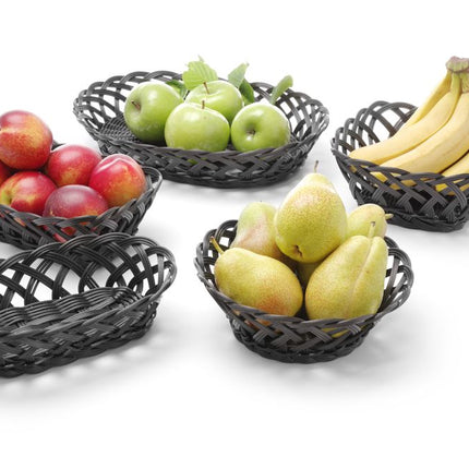Hendi broodmand ovaal 225x130x55 mm zwart – kunststof mand voor brood en broodjes in horeca