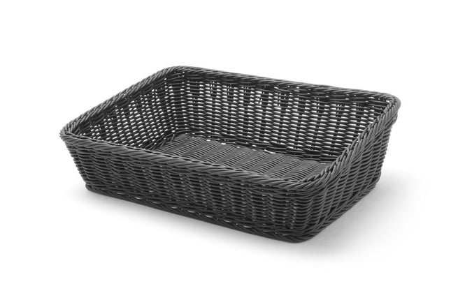 Bread basket 400x300x90/120mm black PP 1/box