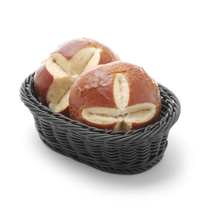 Hendi zwarte ovale broodmand 190x120 mm – kleine tafelmand voor brood en broodjes