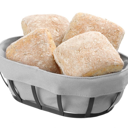 Hendi broodmandje ovaal zwart met stoffen inzet – warme presentatie van brood in restaurant