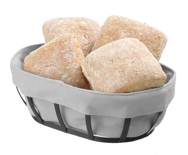 Bread basket black with fabric oval 1/box