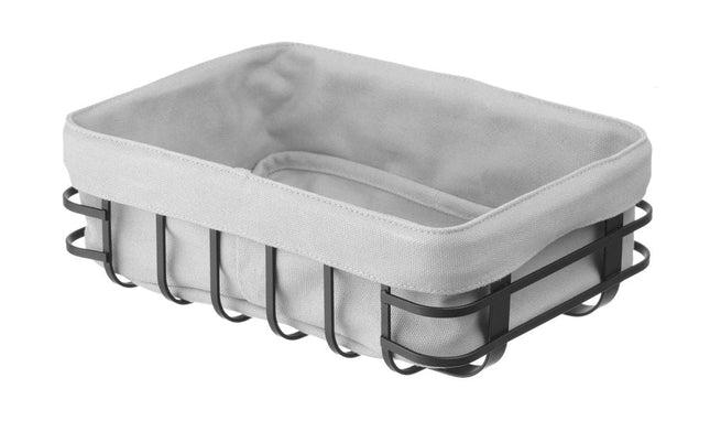 Bread basket black with fabric rectangular 1/box