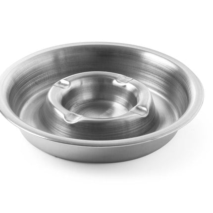Hendi asbak met vuurrand RVS Ø160x30 mm – grote roestvrijstalen asbak voor terras en café