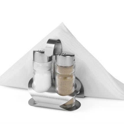 Hendi menage 3-delig Luxe met peper, zout en servethouder – complete tafelset voor de horeca