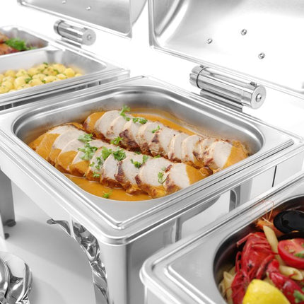 Hendi hoogglans chafing dish GN 1/1 RVS – professionele buffetwarmer voor feesten en events