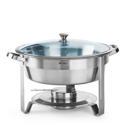 Hendi chafing dish rond RVS 4 liter Economic – voordelige warmhoudschaal voor soep op buffet
