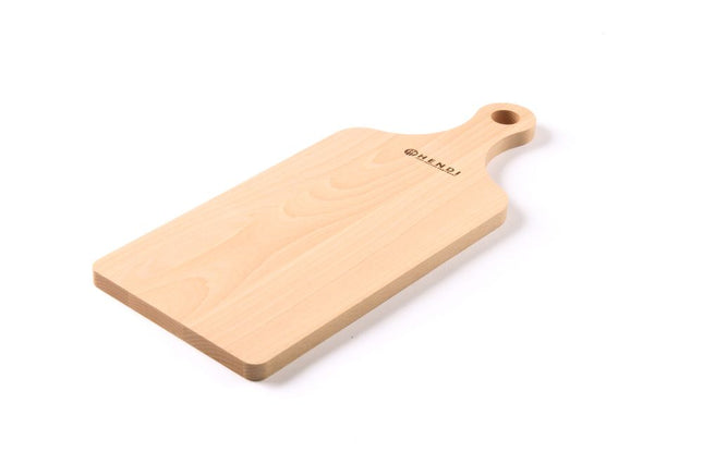 Cutting board 390x160x12 mm solid beech wood with handle 1/box