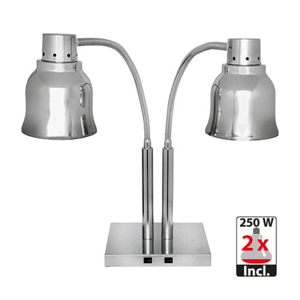 EMGA Warmhoudlamp Duo met voet – dubbele warmtelamp voor buffet en restaurant
