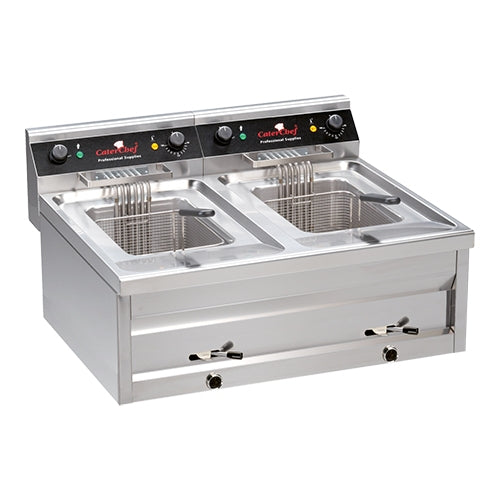 EMGA Friteuse 12 + 12 liter 2x400V – dubbele friteuse voor drukke cafetaria's