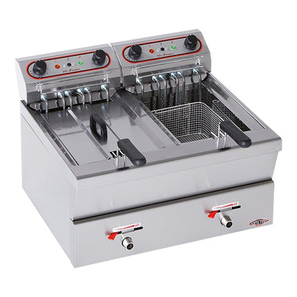 EMGA Friteuse 12 + 12 liter 400V – dubbele friteuse voor de professionele keuken