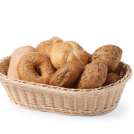 Hendi broodmand ovaal 380x270x90 mm – verstevigde PP rotanmand voor brood op tafel