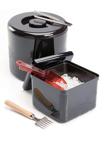 Ice Box round black with drain inlet 8 L