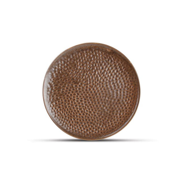 F2D | Plat bord 15,5cm gehamerd copper Brass 4/box