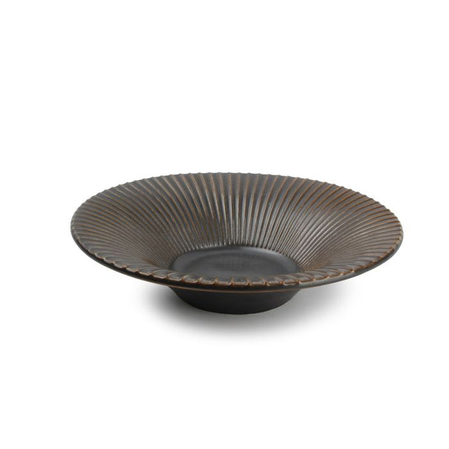 F2D | Diep bord 20,5xH5cm gestreept silver Brass 2/box