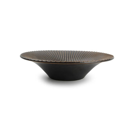 F2D | Diep bord 20,5xH5cm gestreept silver Brass 2/box