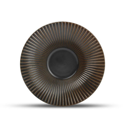 F2D | Diep bord 20,5xH5cm gestreept silver Brass 2/box