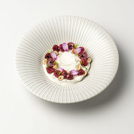 F2D | Diep bord 26/10xH5,5cm gestreept white Brass 2/box