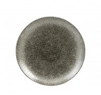 Churchill Raku Quartz Black randloos coupebord 26cm – reactief geglazuurd stoneware voor catering