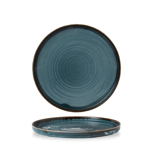 Dudson Harvest Blue bord met opstaande rand 21 cm – blauw porseleinen bord voor de horeca
