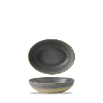 Dudson Evo Granite diepe ovale kom 21,6x16,4 cm – graniet-grijs porseleinen servies voor de horeca