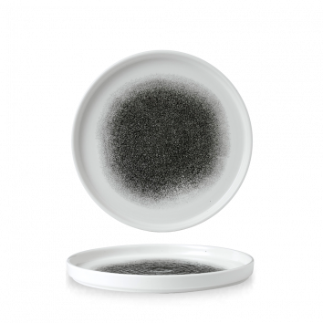 Churchill Raku Quartz Black bord met opstaande rand 22cm – reactief geglazuurd stoneware voor cafés