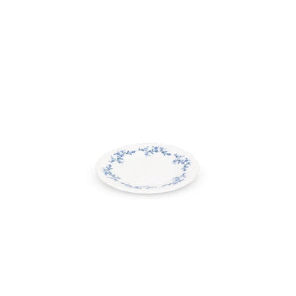 Bonbistro Retro plat bord 16 cm blue flower – zijaanzicht van het bord met blauw dessin