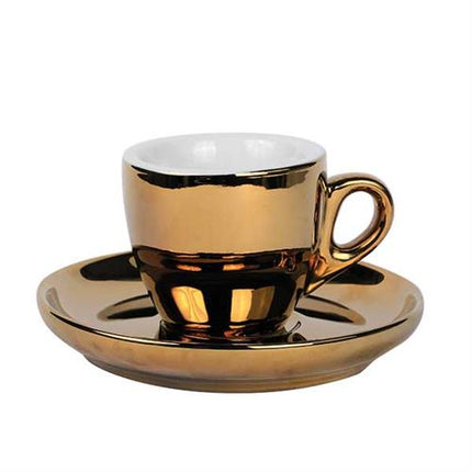 APS espressokop met schotel goud 55 ml - luxe porseleinen set voor espresso