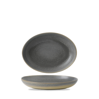 Dudson Evo Granite diepe ovale kom 26,7x19,7 cm – graniet-grijze porseleinen kom voor restaurants