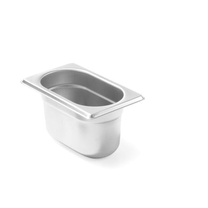 Hendi Budget Line gastronormbak 1/9 65 mm – zeer kleine rvs GN-bak voor toppings en garnituren