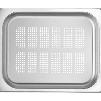 Hendi gastronormbak 1/2 40 mm geperforeerd – detail van rvs met gaatjes voor uitlekken