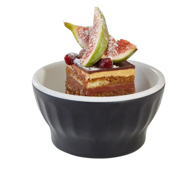 APS Halftone kom 8 x 8 cm melamine wit/zwart - schaaltje voor amuses en buffet